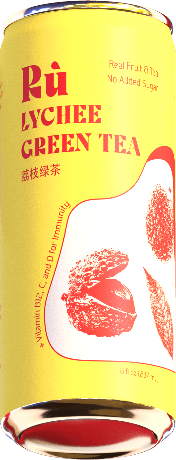 render of ru lychee green tea can